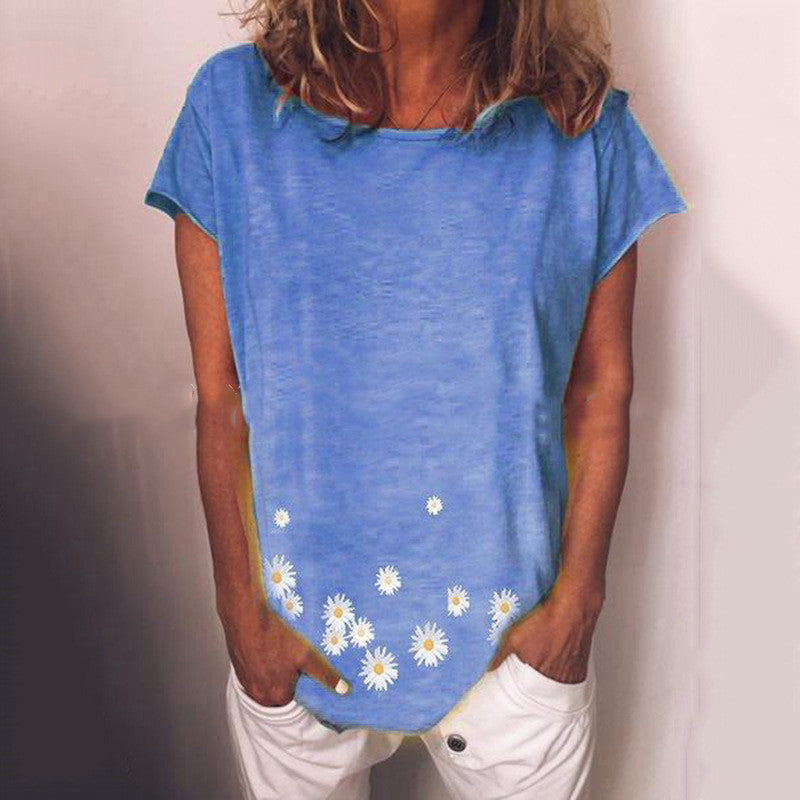 T-shirt à manches courtes avec imprimé marguerites