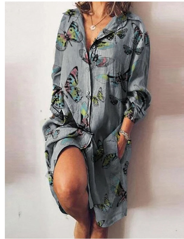Chemise Longue Unie à Poches Femme