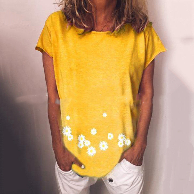 T-shirt à manches courtes avec imprimé marguerites