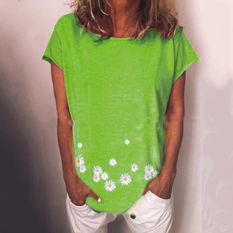T-shirt à manches courtes avec imprimé marguerites