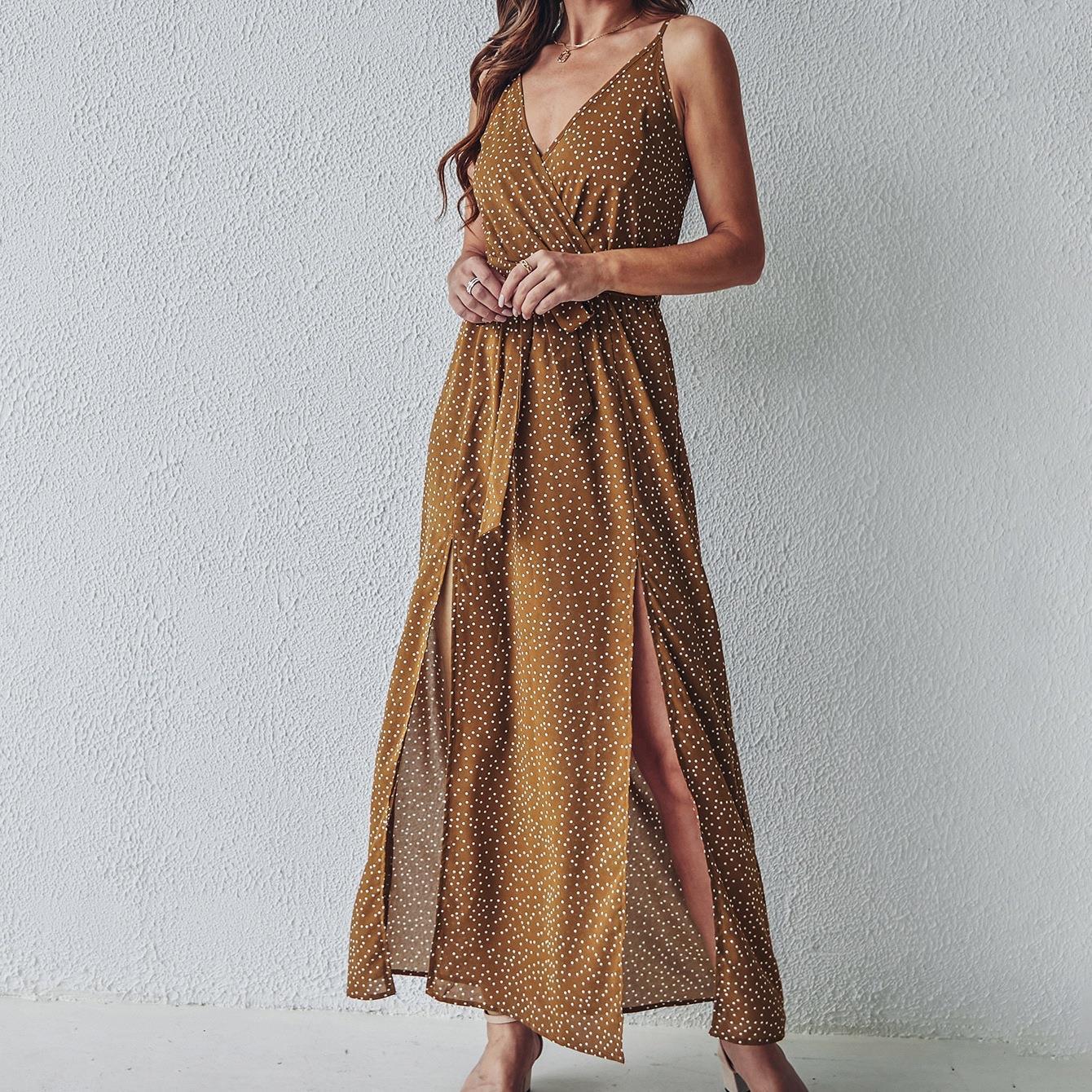 Robe longue bohème à bretelles et imprimé flora