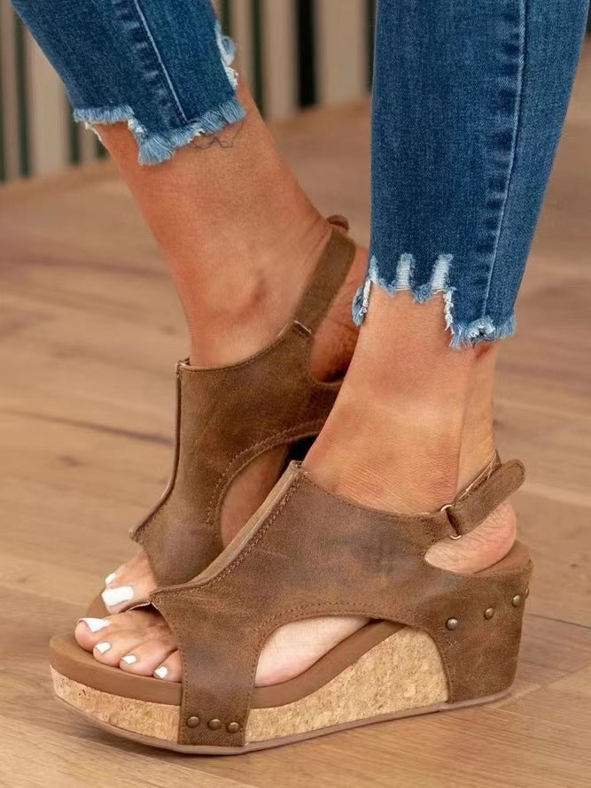 Sandales compensées à bout ouvert