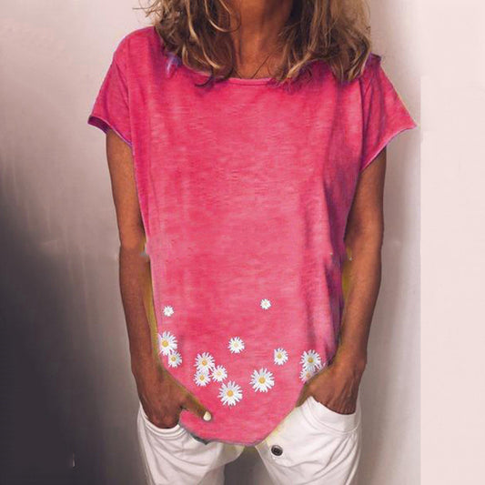 T-shirt à manches courtes avec imprimé marguerites