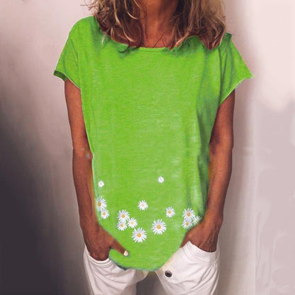T-shirt à manches courtes avec imprimé marguerites