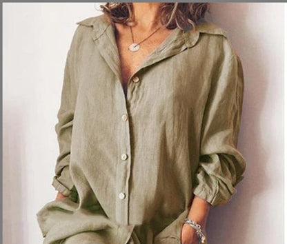 Chemise Longue Unie à Poches Femme