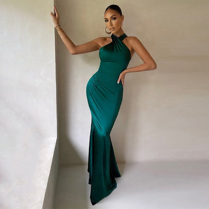 Robe Fishtail Élégante Dos Nu et Coupe Ajustée