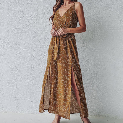 Robe longue bohème à bretelles et imprimé flora