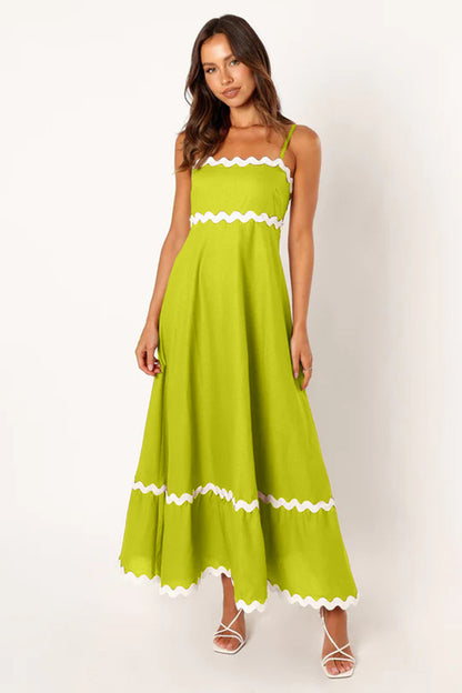 Robe longue à bretelles motif ondulé