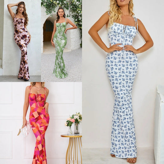 Robe avec Fleurs : Bretelles et Taille Cintrée