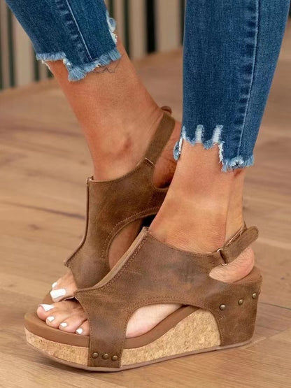 Sandales compensées à bout ouvert